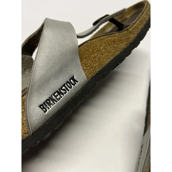Birkenstock GIZEH Toe-Post Flat Sandals EU 39 Womens 8 Pewter Silver Birko-Flor - Picture 7 of 8